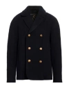 Sealup Man Coat Navy Size 50 Wool, Polyamide In Black