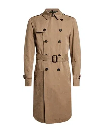 Sealup Man Overcoat & Trench Coat Camel Size 34 Cotton, Polyester, Polyamide In Nude