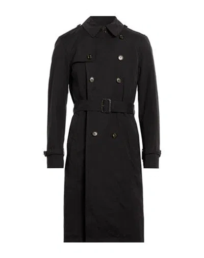 Sealup Man Overcoat & Trench Coat Charcoal Size 36 Cotton, Polyester, Polyamide In Black