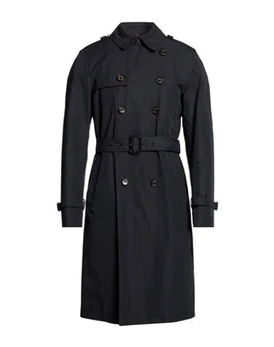 Sealup Man Overcoat & Trench Coat Midnight Blue Size 48 Cotton, Polyamide In Black