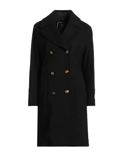 Sealup Woman Coat Black Size 8 Wool, Cashmere