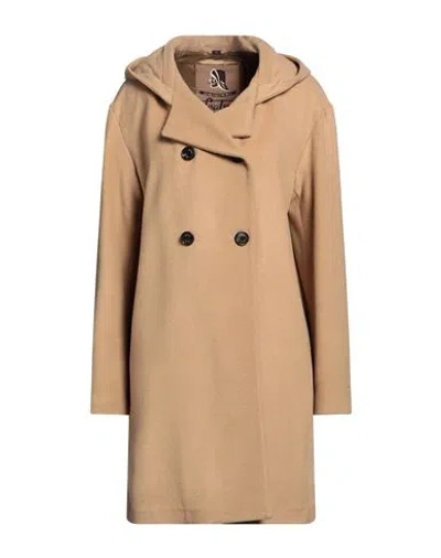 Sealup Woman Coat Camel Size 12 Wool, Cashmere In Brown