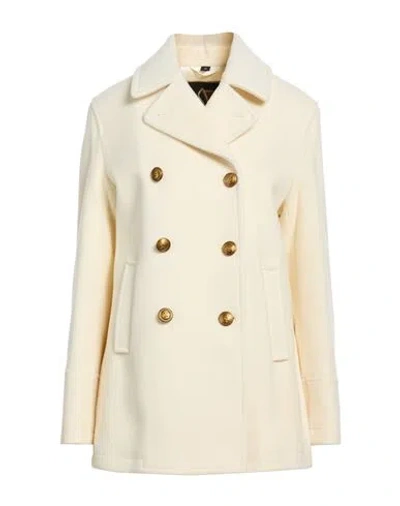 Sealup Woman Coat Cream Size 10 Virgin Wool, Polyamide In Neutral