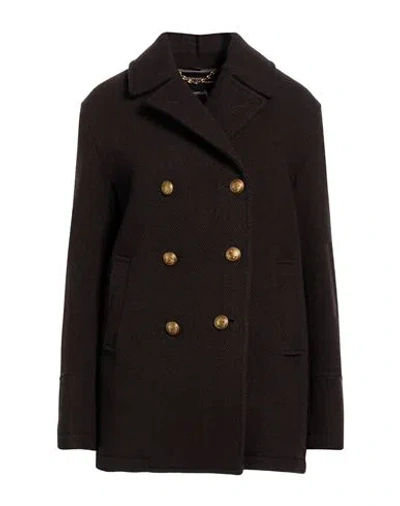 Sealup Woman Coat Dark Brown Size 8 Wool, Polyamide