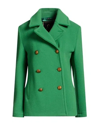 Sealup Woman Coat Green Size 10 Wool, Polyamide