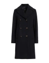Sealup Woman Coat Midnight Blue Size 10 Wool, Cashmere In Black