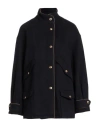 Sealup Woman Coat Midnight Blue Size 8 Wool, Cashmere In Black