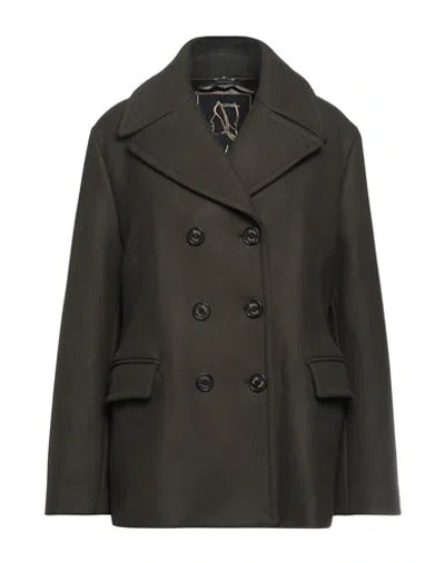Sealup Woman Coat Military Green Size 10 Wool, Polyamide