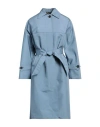 Sealup Woman Overcoat & Trench Coat Pastel Blue Size 6 Polyester