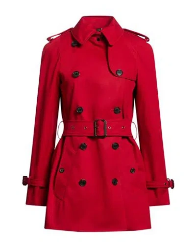 Sealup Woman Overcoat & Trench Coat Red Size 4 Cotton, Polyurethane