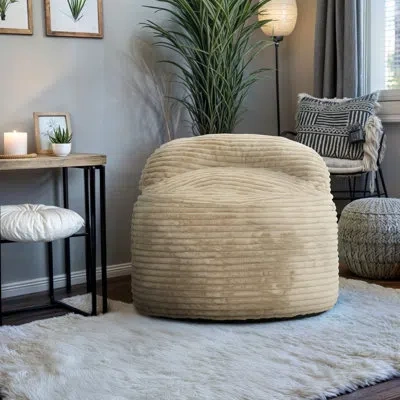 Sealy Collection Teddy 2-in-1 Foam Bean Bag Chair / Pillow In Beige