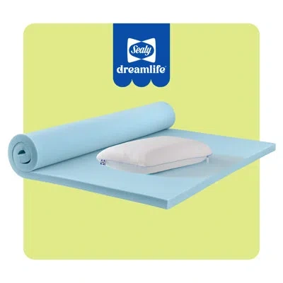 Sealy Dreamlife 1.5" Topper, Twin Xl And Molded Pillow Bundle In White
