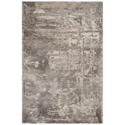 Sealy Easton Modern Abstract Dark Grey Turkish Area Rug With Fringe In Dark Gray