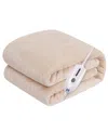 Sealy Heated Flannel Throw, 50" X 60" In Beige