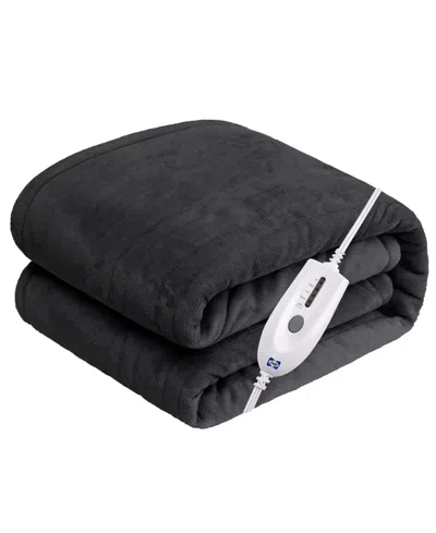 Sealy Heated Flannel Throw, 50" X 60" In Charcoal