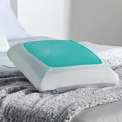 Sealy To Go Cooling Gel Memory Foam Pillow In Blue