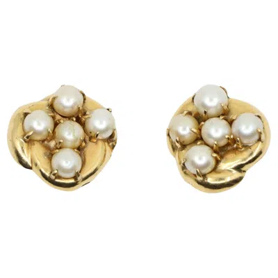 Pre-owned Seaman Schepps 14k Gold Pearl Earrings In Multi