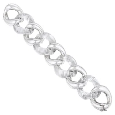 Pre-owned Seaman Schepps 18 Karat White Gold Crystal Link Bracelet
