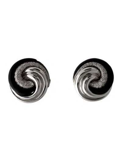Pre-owned Seaman Schepps 18k 1.01ctw Diamond & Coral Swirl Clip-on Earrings In Black