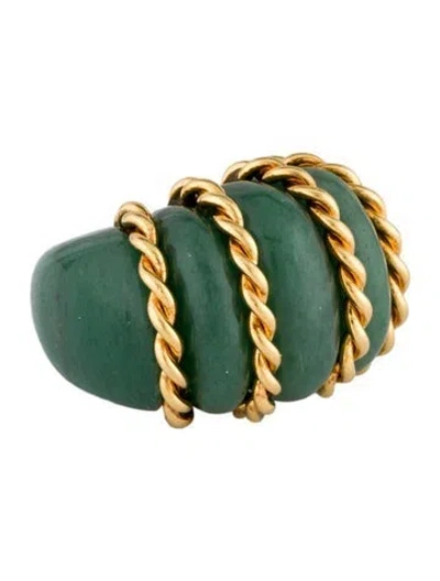 Pre-owned Seaman Schepps 18k Aventurine Quartz Cocktail Ring In Multicolor