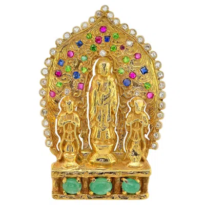 Pre-owned Seaman Schepps 18k Gold Indian Divinity Brooch, Circa 1940, Gemset In Multi