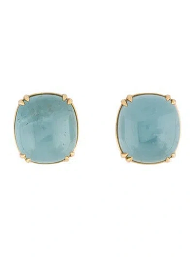 Pre-owned Seaman Schepps 18k Topaz Cabochon Clip-on Earrings In Multi