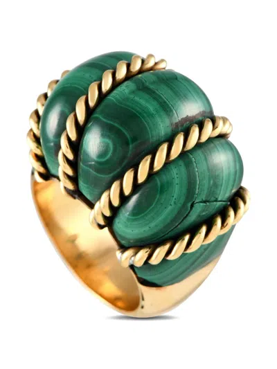 Pre-owned Seaman Schepps 18k Yellow Gold Malachite Ring
