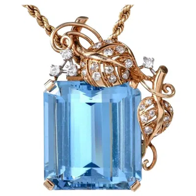Pre-owned Seaman Schepps 1960s  Gia Aquamarine Diamond 18 Karat Gold Brooch Pin In Multi