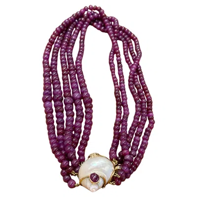 Pre-owned Seaman Schepps 1990s–2000s  Garnet And Shell Necklace In Multi
