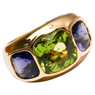 Pre-owned Seaman Schepps Amethyst And Peridot Ring In Purple