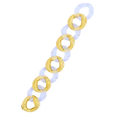 Pre-owned Seaman Schepps Classic Large Link Bracelet 18uk Gold Rock Crystal In Multiple