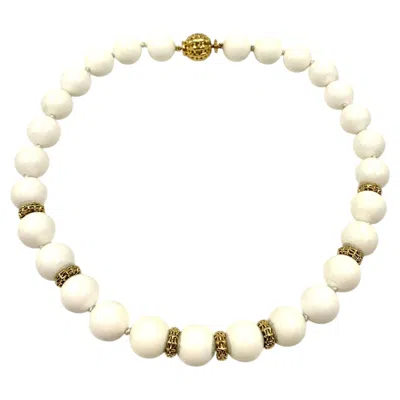 Pre-owned Seaman Schepps Estate  Lightship 18k Yellow Gold White Agate Necklace