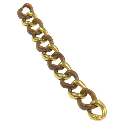 Pre-owned Seaman Schepps Iconic Yellow Gold And Ebony Wood Link Bracelet
