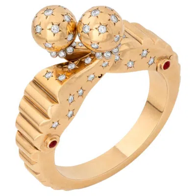 Pre-owned Seaman Schepps Retro Gold, Diamond And Ruby Bangle, Andy Warhol Personal In Multi