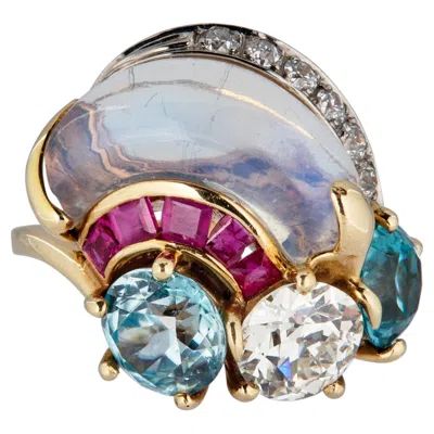Pre-owned Seaman Schepps Retro Multigem Ring In Multiple