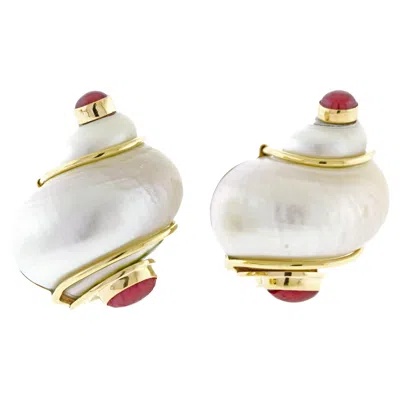 Pre-owned Seaman Schepps Seaman Scheeps Vintage Classic Turbo Shell Earclips In Multi