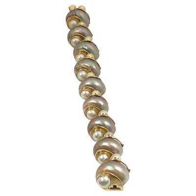 Pre-owned Seaman Schepps Turbo Shell Pearl And Yellow Gold Bracelet