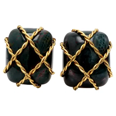 Pre-owned Seaman Schepps Vintage 18k Yellow Gold Clip-on Earrings 55.6 Grams