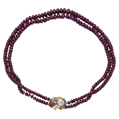 Pre-owned Seaman Schepps Vintage 1950s  Ruby Beads Necklace In Multi
