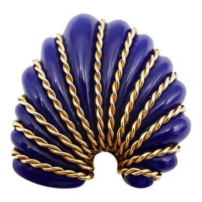 Pre-owned Seaman Schepps Vintage Brooch 14k Gold Bakelite Seashell Pin Estate Jewelry In Multi