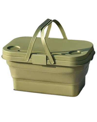 Seamless Outdoors Collapsable Picnic Basket With Tray Stand In Green
