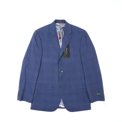 Pre-owned Sean John Men's Classic-fit Patterned Suit Jacket Blue Size 36r 200343