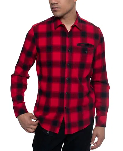 Sean John Plaid Long Sleeves Shirt In Red/black