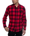 Sean John Plaid Long Sleeves Shirt In Red/black In Multi