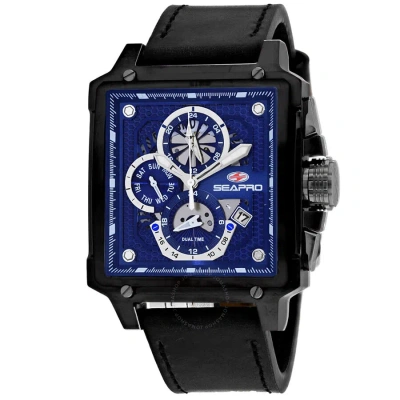 Seapro Dual Timer Quartz Blue Dial Men's Watch Sp0115 In Black