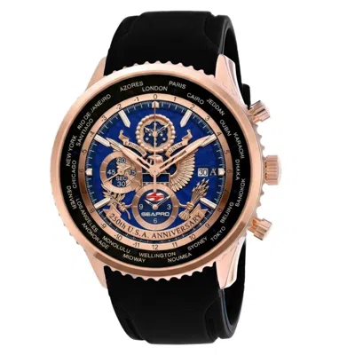 Seapro Men's 250th Anniversary Meridian World Timer Limited Edition Timepiece Blue Dial Watch In Multi