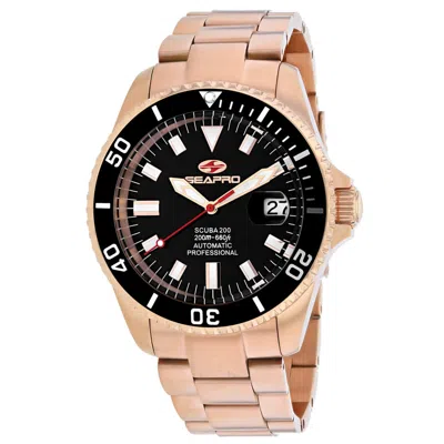 Seapro Men's Black Dial Watch In Gold