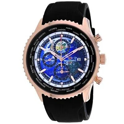 Pre-owned Seapro Mens Meridian World Timer Gmt Blue Dial Watch - Sp7523