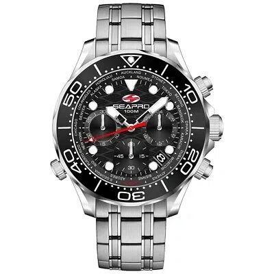 Pre-owned Seapro Mens Mondial Timer Black Dial Watch - Sp0150