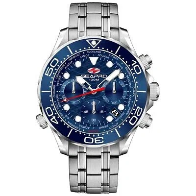 Pre-owned Seapro Mens Mondial Timer Blue Dial Watch - Sp0152